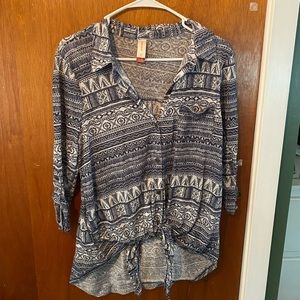 Tied Button Front Shirt